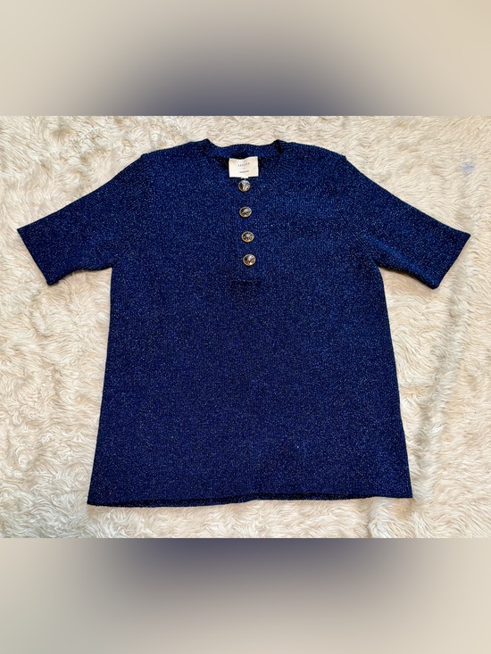 Sezane Sweaters - NWT Sézane x Manoush Vera Sweater in Marine Blue Metallic Knit - Size Medium